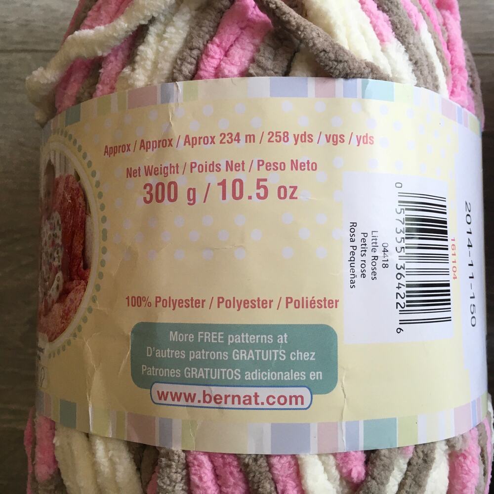 Bernat Baby Blanket Yarn Little Roses Pink White Brown Super Bulky *Lot of 4* - Picture 3 of 6